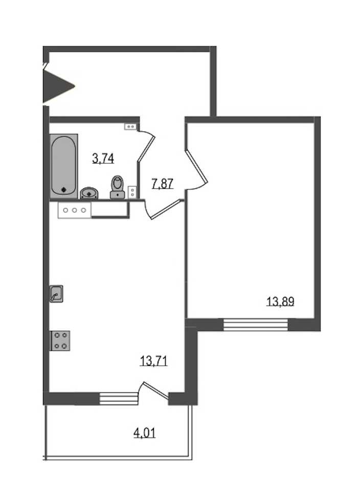 Однокомнатная квартира в : площадь 40.41 м2 , этаж: 10 – купить в Санкт-Петербурге